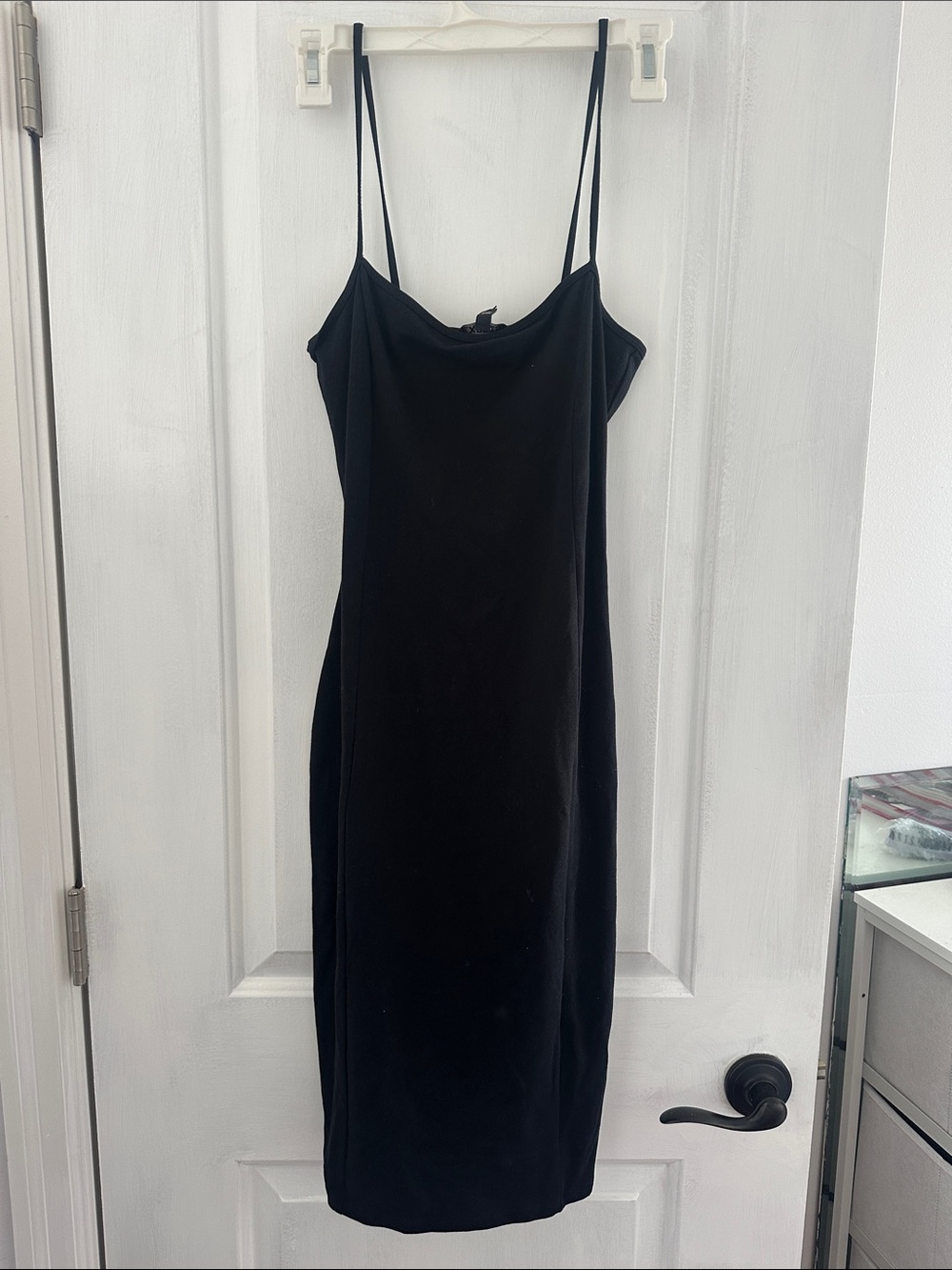 Express women’s Black Midi Slip Dress with Thin Straps NWT Y2K